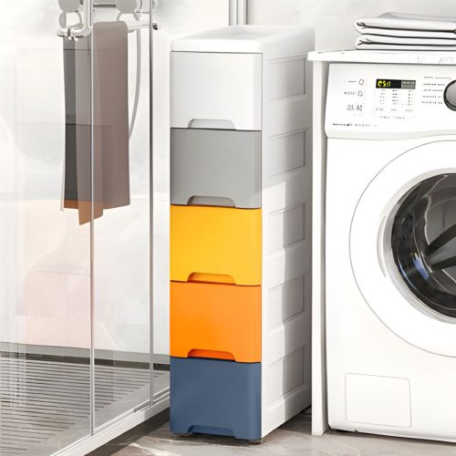 Guruló fiókos játéktároló szekrény 5 részes, élénk 18x32x83 cm