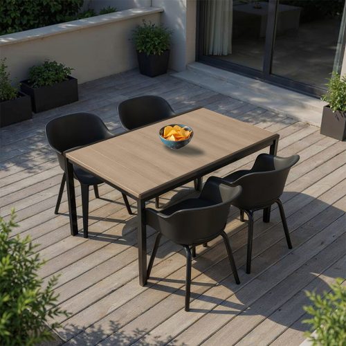 Flora 4+1 kerti bútor garnitúra szett kőris-grafit