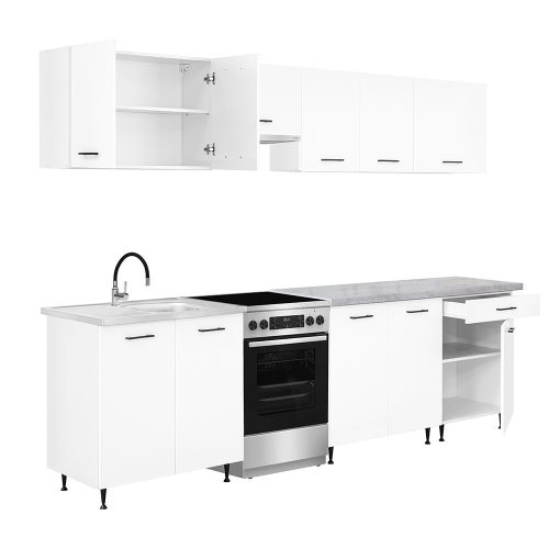 Primo 280 konyhabútor fehér, chromix munkalappal