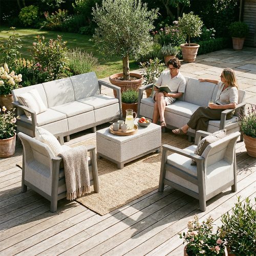 Scandi Love max linea duo kerti bútor szett jute tárolós asztallal