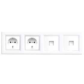   Nova IV kettő dugalj kettő UTP csatlakozóval fehér kerettel