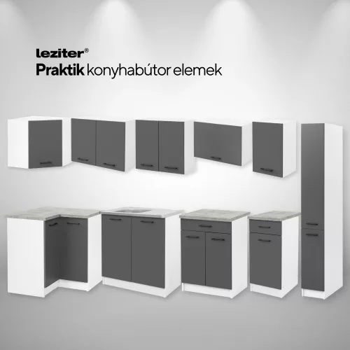 Praktik 60 felső szekrény 2 ajtós, fehér-antracit