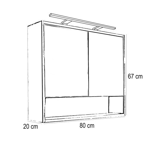 Luna 80 felső tükrös szekrény, Rauna szil