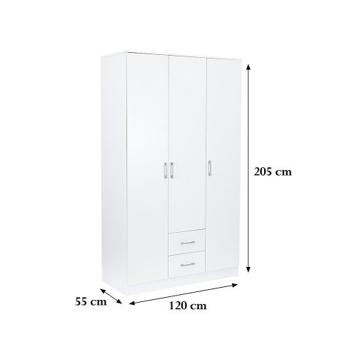 Miami gardróbszekrény 120x205 cm fehér-fehér