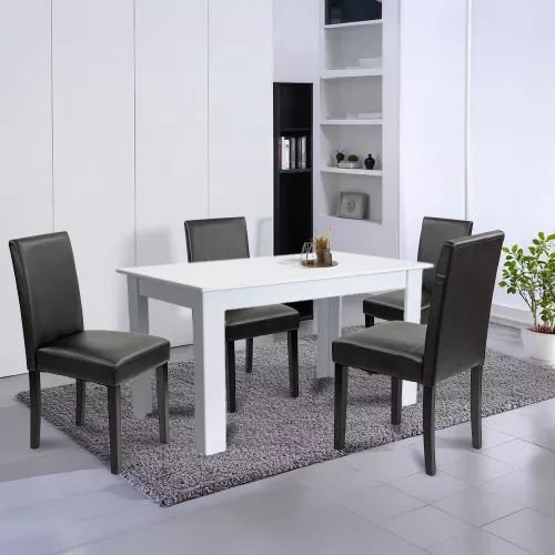 Leon 4+1 étkező garnitúra fehér-fekete