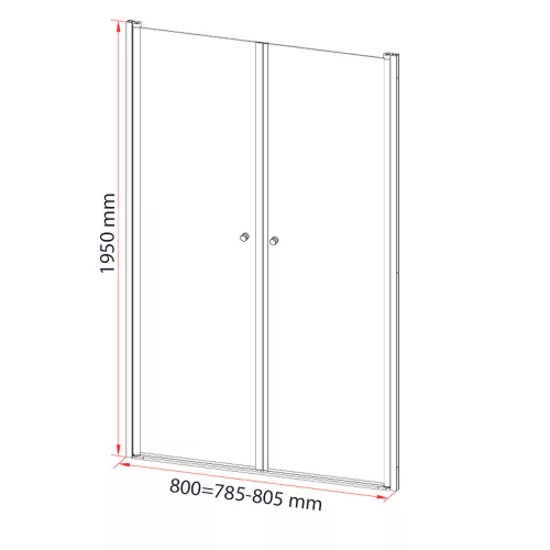 Saloon 80x195 cm kétszárnyú zuhanyajtó
