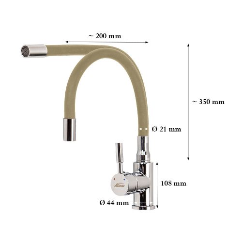 Corin álló mosogató csaptelep flexibilis kifolyócsővel bézs