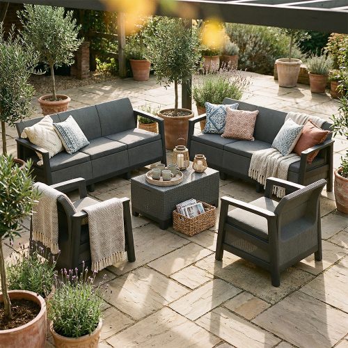 Scandi Love max linea duo kerti bútor szett jute tárolós asztallal