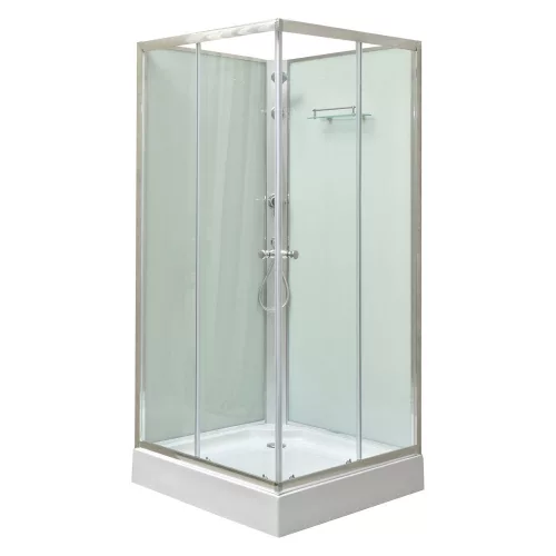 Polo White II 90x90 cm szögletes fehér hátfalas zuhanykabin   zuhanytálcával