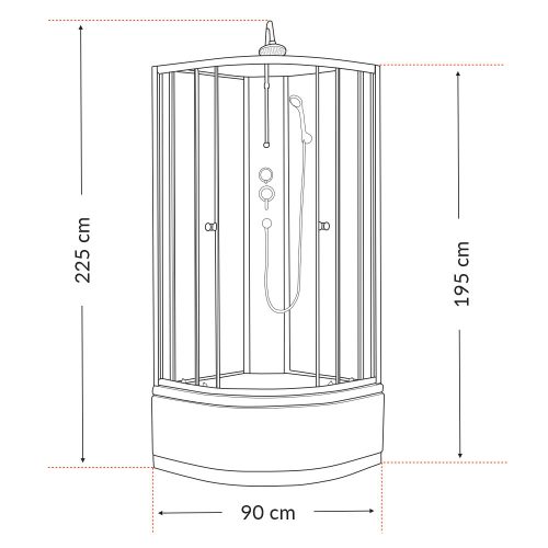 Karolino 90 white mélytálcás  zuhanykabin