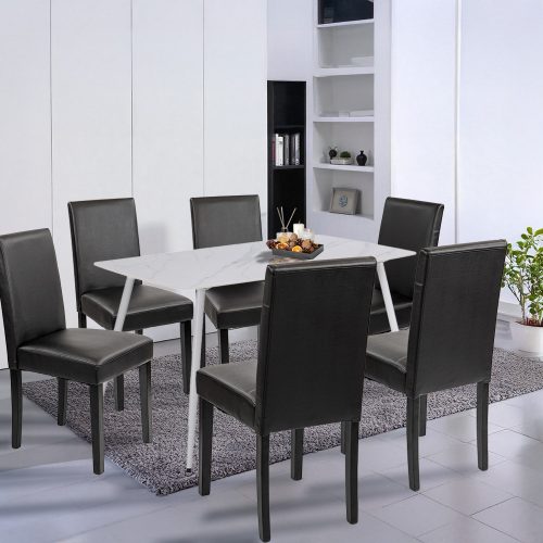 Megan 6+1 étkező garnitúra fehér-fekete