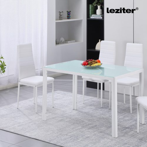 Ezra 140 cm szögletes üveg étkezőasztal