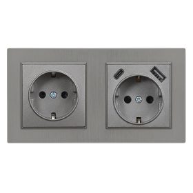   Nova dugalj USB csatlakozóval szürke szálcsiszolt kerettel