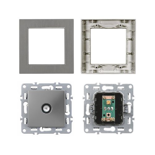 Nova TV csatlakozóaljzat szürke szálcsiszolt kerettel