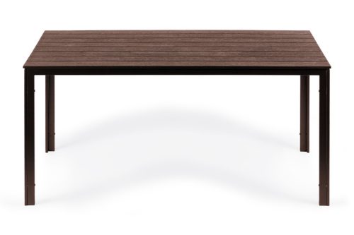 6 személyes kerti asztal 156x78 cm polywood barna