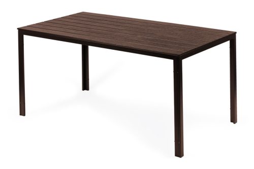 6 személyes kerti asztal 156x78 cm polywood barna