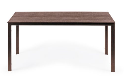 6 személyes kerti asztal 156x78 cm polywood barna