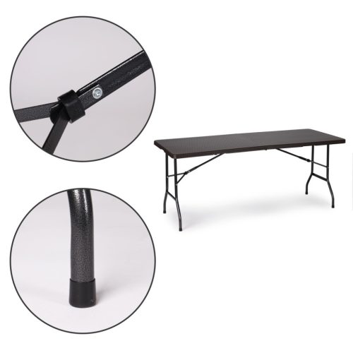 Rattan hatású összecsukható kerti asztal