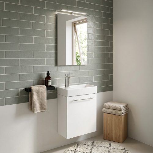 Fantastic alsó fürdőszoba bútor, mosdóval, fehér színben