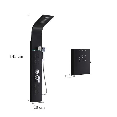 Alegro Black hidromasszázs zuhanypanel, rozsdamentes acél