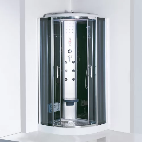 Vital Black 80x80 cm íves hidromasszázs zuhanykabin