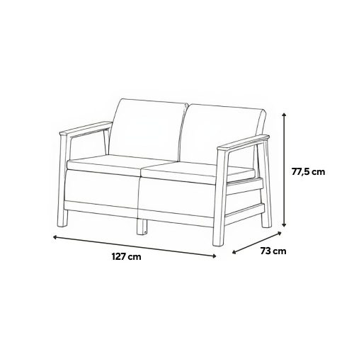 Scandi Box max linea duo kerti bútor szett jute tárolós asztallal