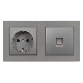   Nova dugalj 16A 250V UTP csatlakozóval szürke szálcsiszolt kerettel