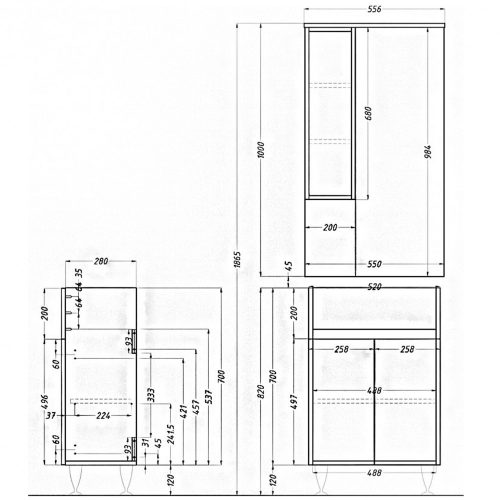 Bianca Plus 55 felsőszekrény, aida dió színben, jobbos nyitásirány