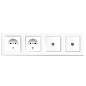   Nova IV kettő dugalj kettő TV csatlakozóval fehér kerettel