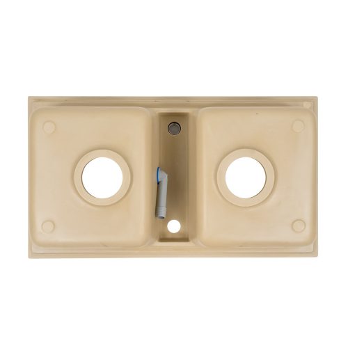 Tia szögletes két medencés gránit mosogató szifonnal bézs