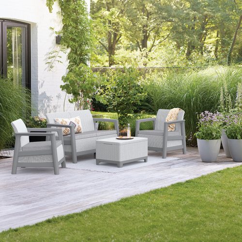 Scandi linea kerti bútor szett jute tárolós asztallal