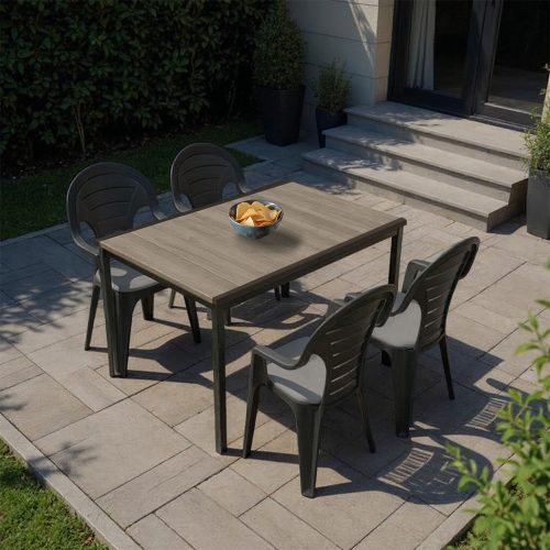 Lagos 4+1 kerti bútor garnitúra szett kőris-grafit