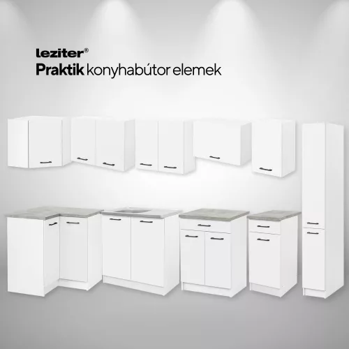 Praktik 60 felső szekrény 2 ajtós, fehér-fehér