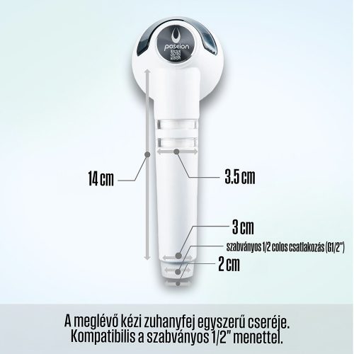 POSEION BT100® Prémium koreai revitalizáló zuhanyfej vízszűrővel, mágneses-ionizáló technológiával, szürke