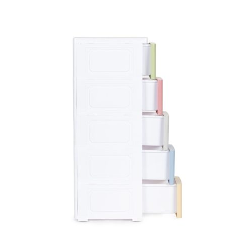 Guruló fiókos játéktároló szekrény 5 részes, pasztel 18x32x83 cm