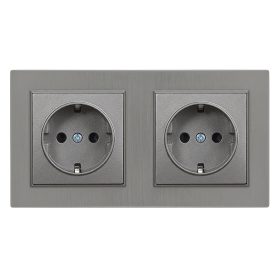 Nova kettős dugalj szürke szálcsiszolt kerettel