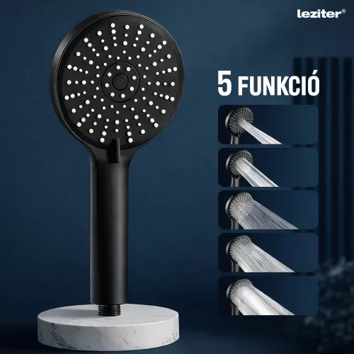 Lili 5 funkciós kézizuhany tömlővel tartóval fekete