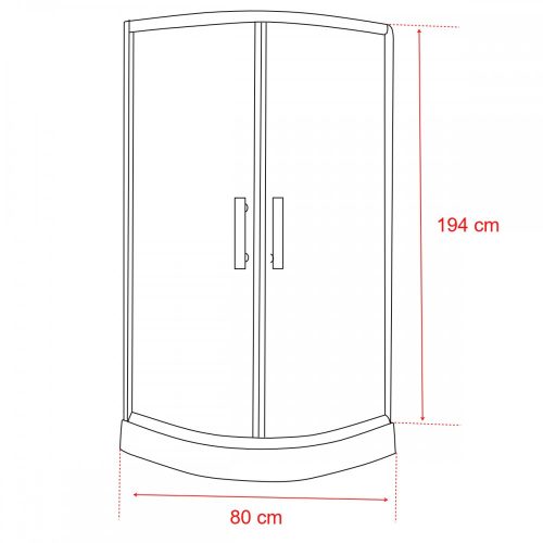 Spirit Mátrix 80x80 cm íves zuhanykabin zuhanytálcával