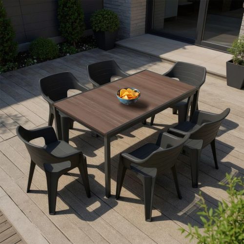 Ravello 6+1 kerti bútor garnitúra szett dió-fekete