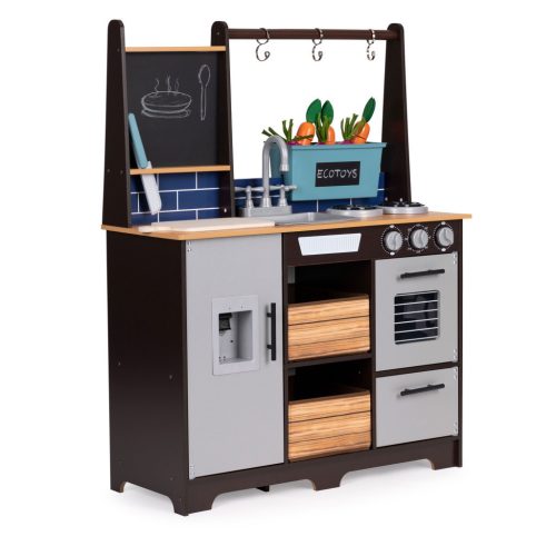 Fából készült konyha gyerekeknek veteményeskerttel és kiegészítőkkel