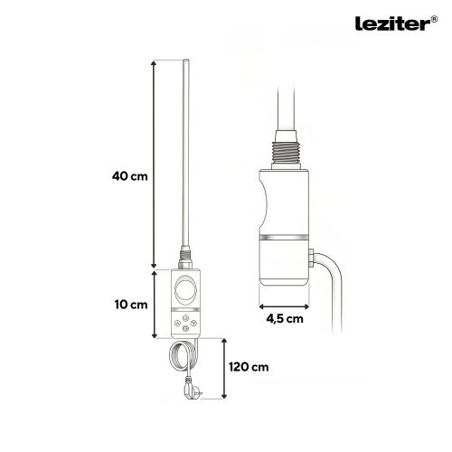 Elektromos fűtőpatron törölközőszárító radiátorhoz digitális hőfokszabályozóval 400W fekete