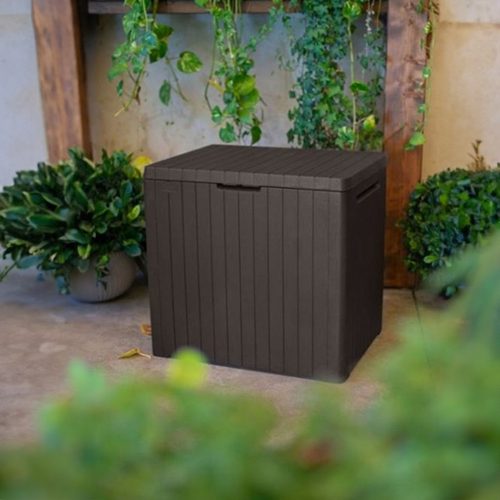 City műanyag kerti tároló 113L barna