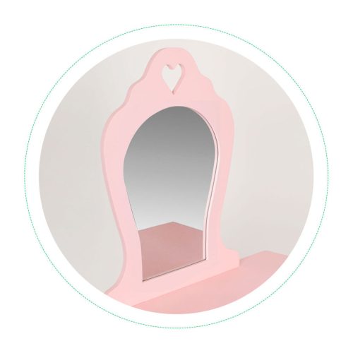 Fa gyerek fésülködőasztal tükörrel rózsaszín