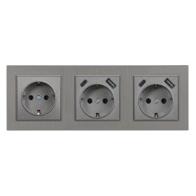   Nova III dugalj kettő USB csatlakozóval szürke szálcsiszolt kerettel