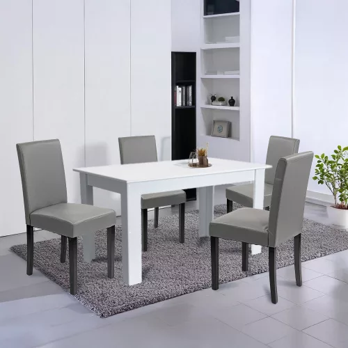 Leon 4+1 étkező garnitúra fehér-szürke