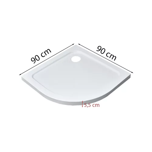 Modena Slim íves alacsony akril zuhanytálca 90x90 cm