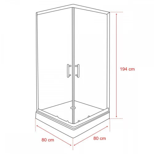 Spirit Clear 80x80 cm szögletes zuhanykabin, zuhanytálcával fekete