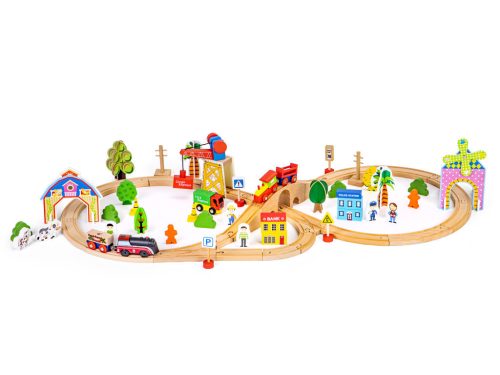 Fából készült vonatkészlet 74 db