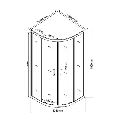 Spirit Matt 90x90 cm íves zuhanykabin zuhanytálca nélkül