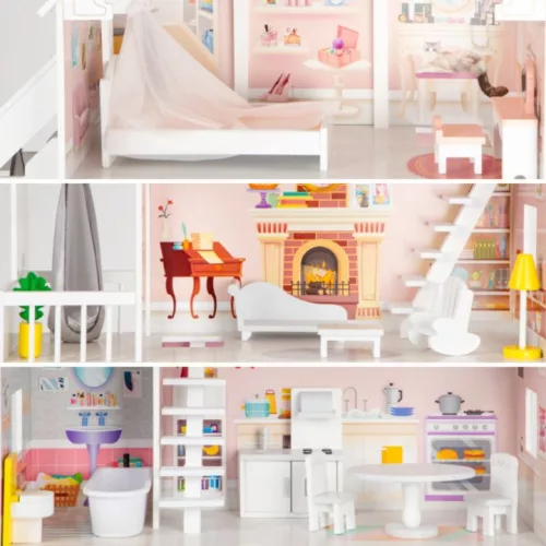 XXL Pudrowa Mansion fa babaház 3 emeletes
